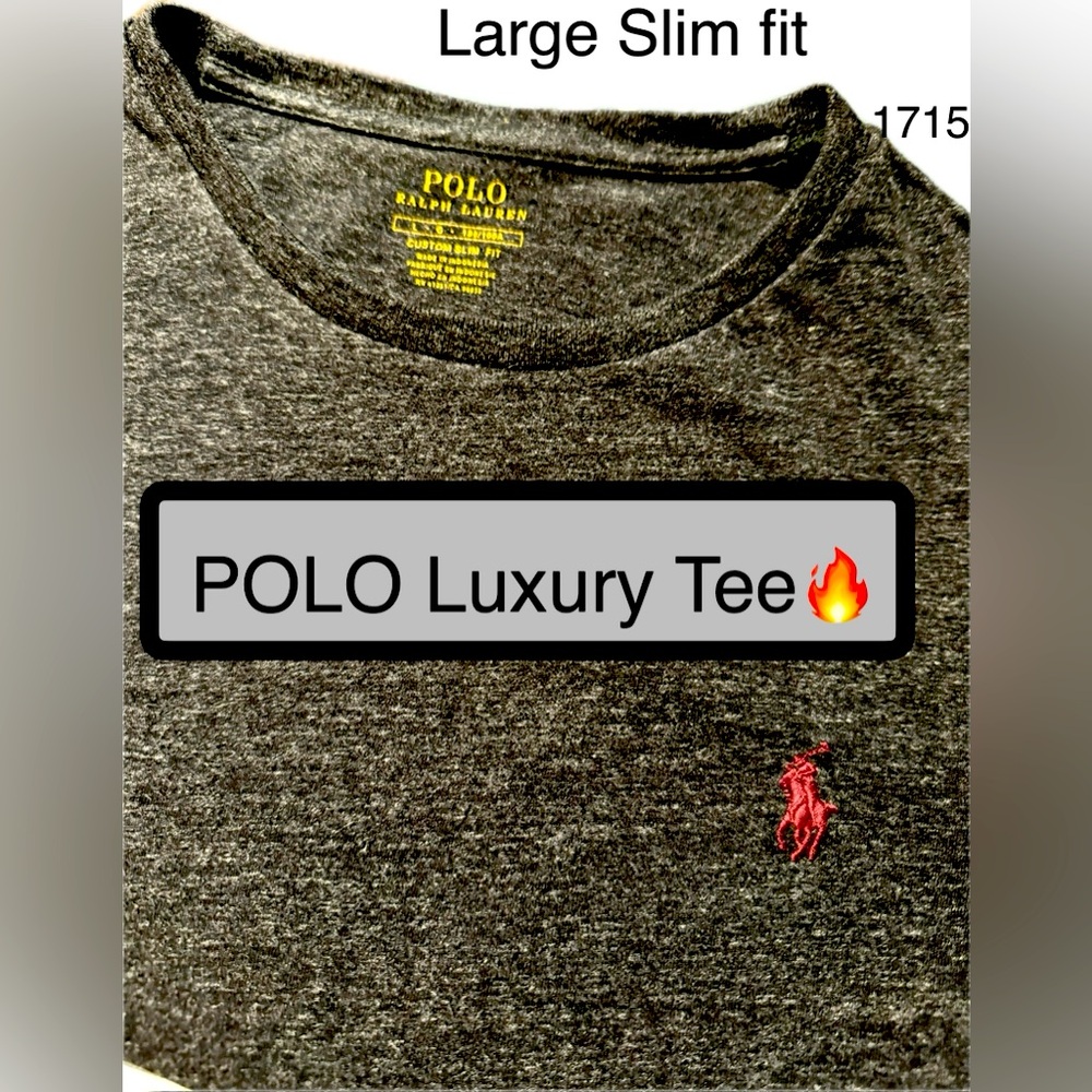 POLO Luxury 100% Cotton Tee✔️Heather Black, Like New🔥Large slim fit